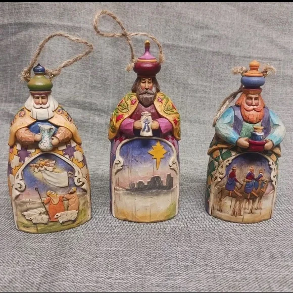 Jim Shore 2004 Heartwood Creek Set of 3 Wisemen Hanging Ornaments - Picture 1 of 16